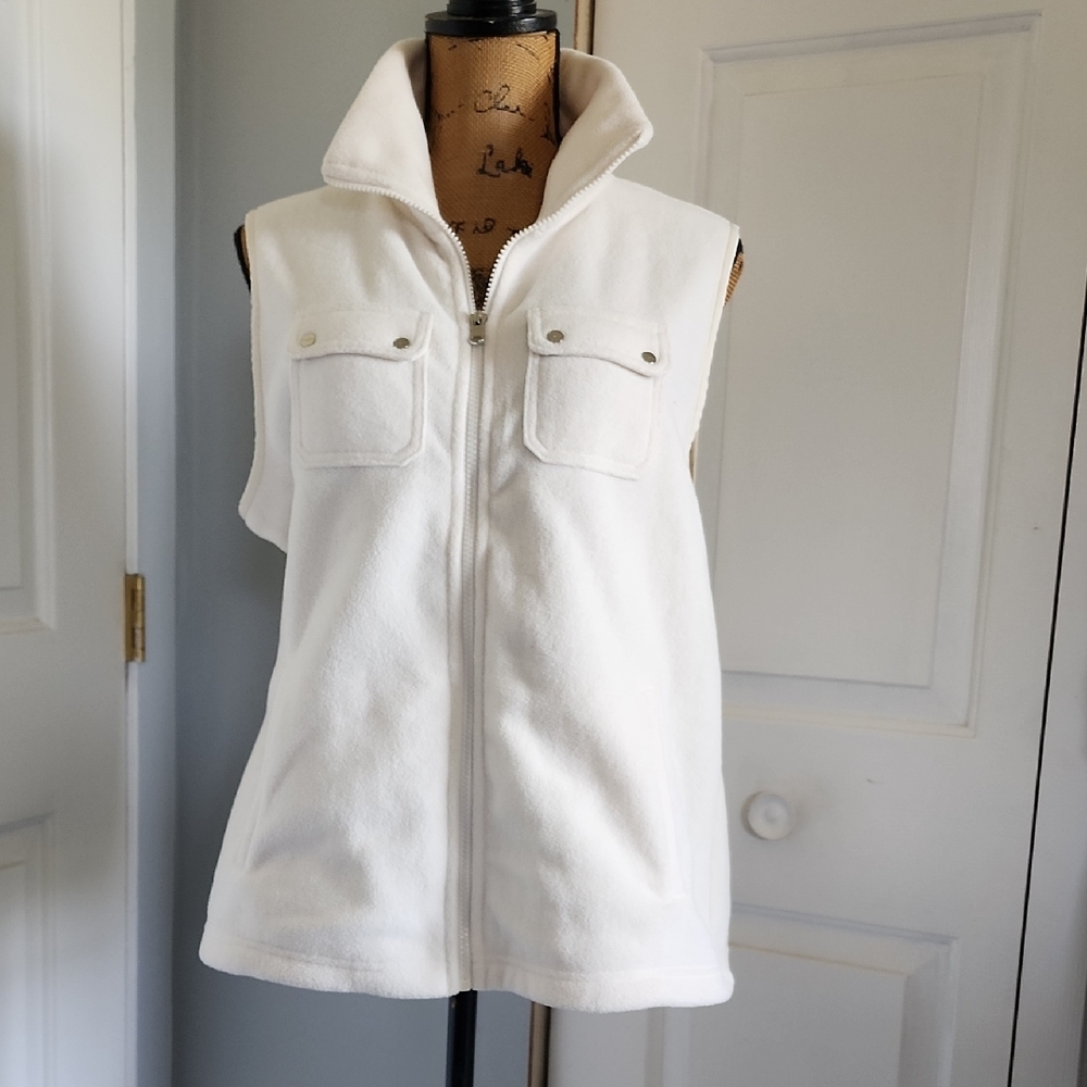 Women's White Fleece Vest